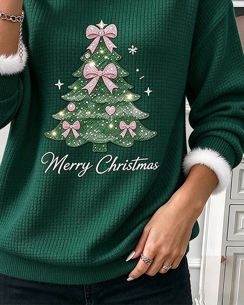 Christmas Tree Contrast Color Sweatshirt