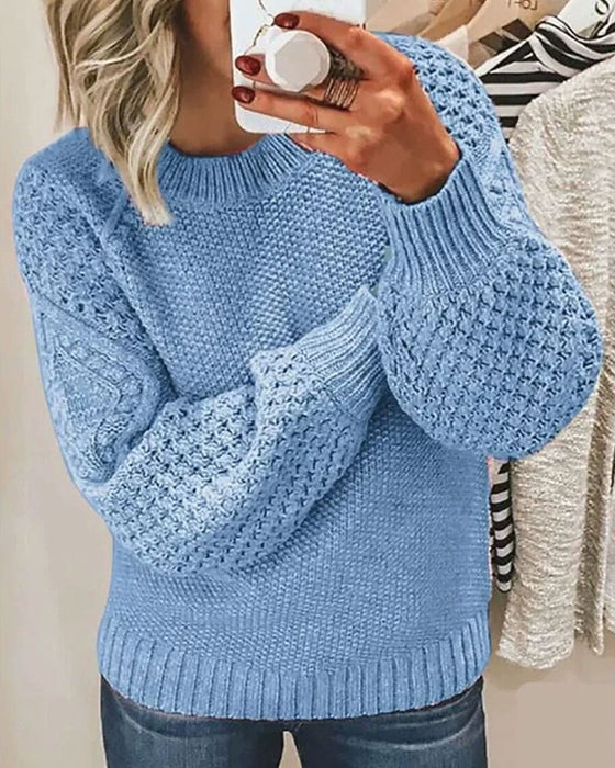 Versatile Solid Color Knit Pullover