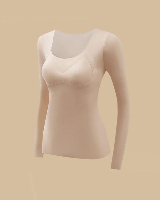 Women's Seamless Thermal Top with Built-in Bra