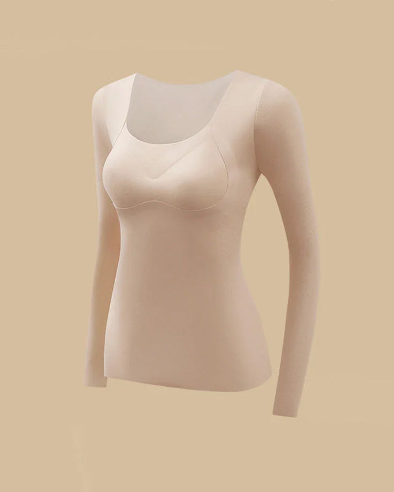 Women's Seamless Thermal Top with Built-in Bra