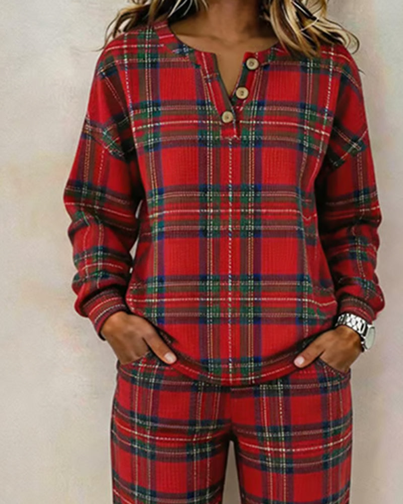 Plaid Casual Two-Piece Set