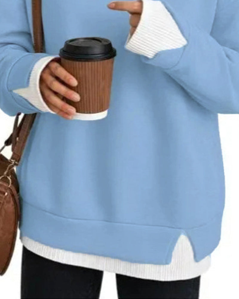 Fake Layered Loose Long Sleeve Sweatshirt