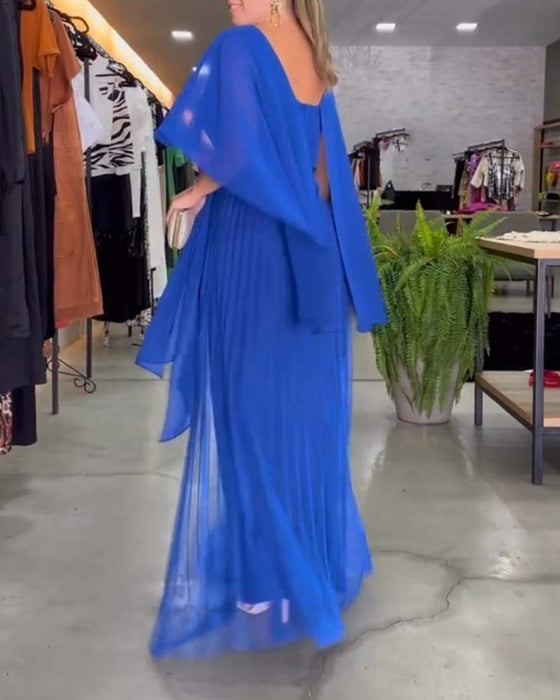 Round Neck A Line Maxi Dress