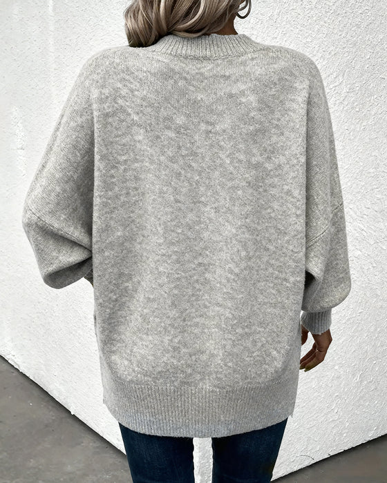 Lantern Sleeve V Neck Jumper