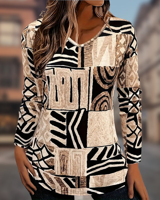 Vintage Geometric Printed Top