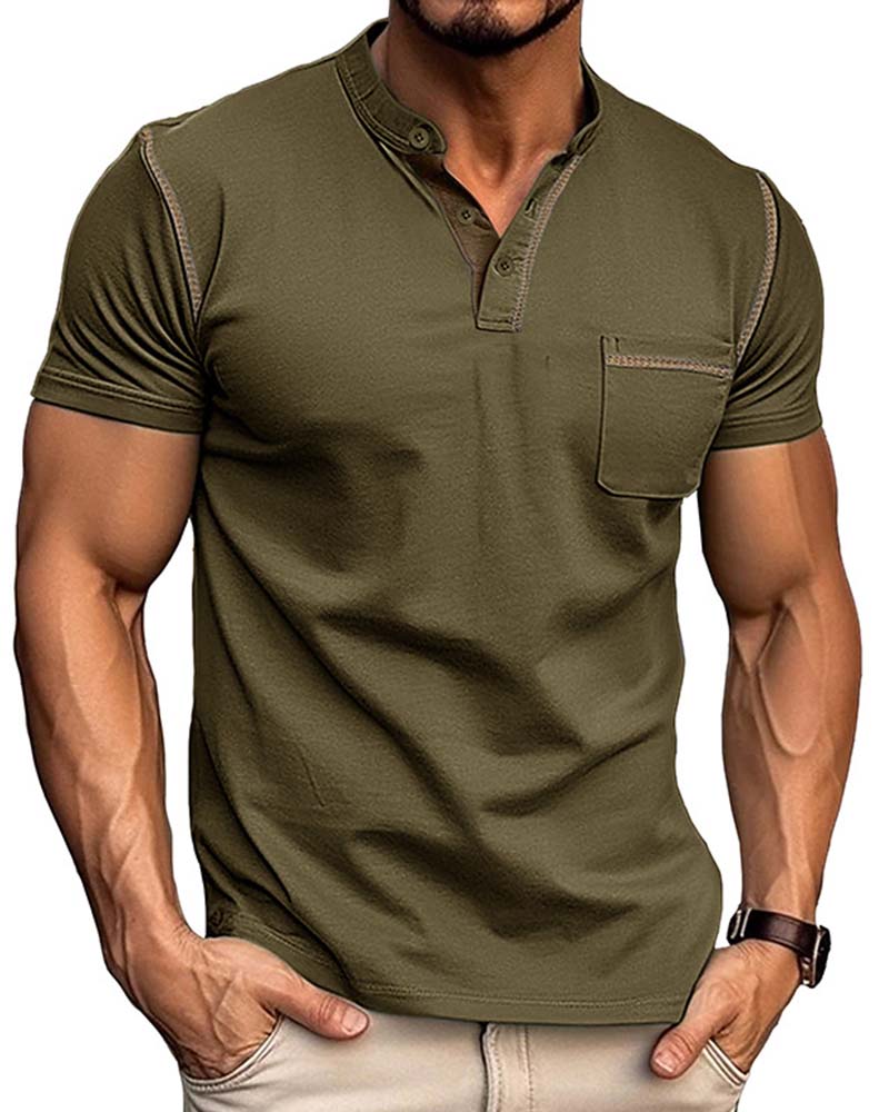 Men's Henry Casual Solid Color Shirt