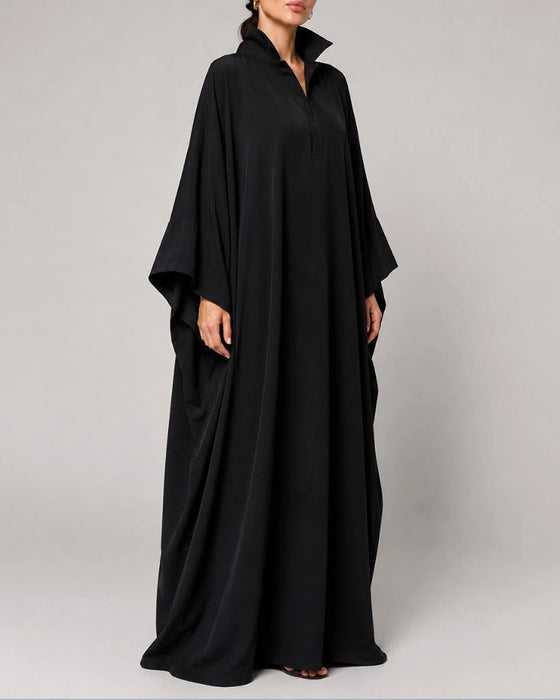 Lapel Batwing Sleeve Shirt Dress