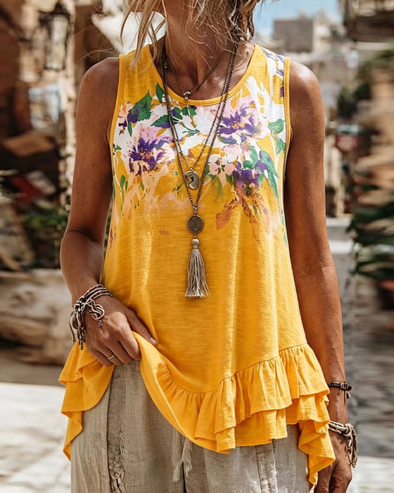 Sleeveless Ruffled Hem Tank Top