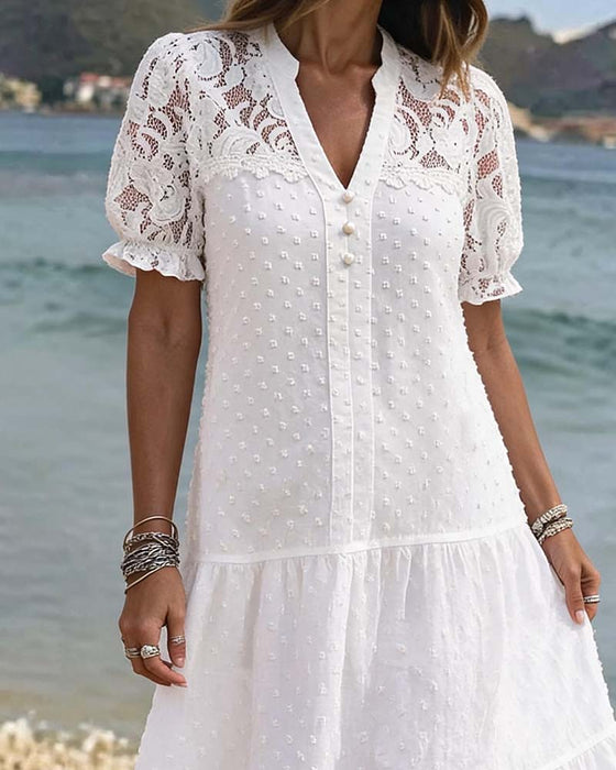Puff Sleeve Lace Resort Dress