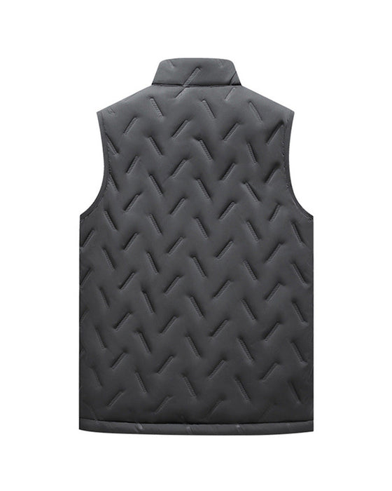 Unisex Winter Warm Casual Sleeveless Quilted Vest With Fleece Lining