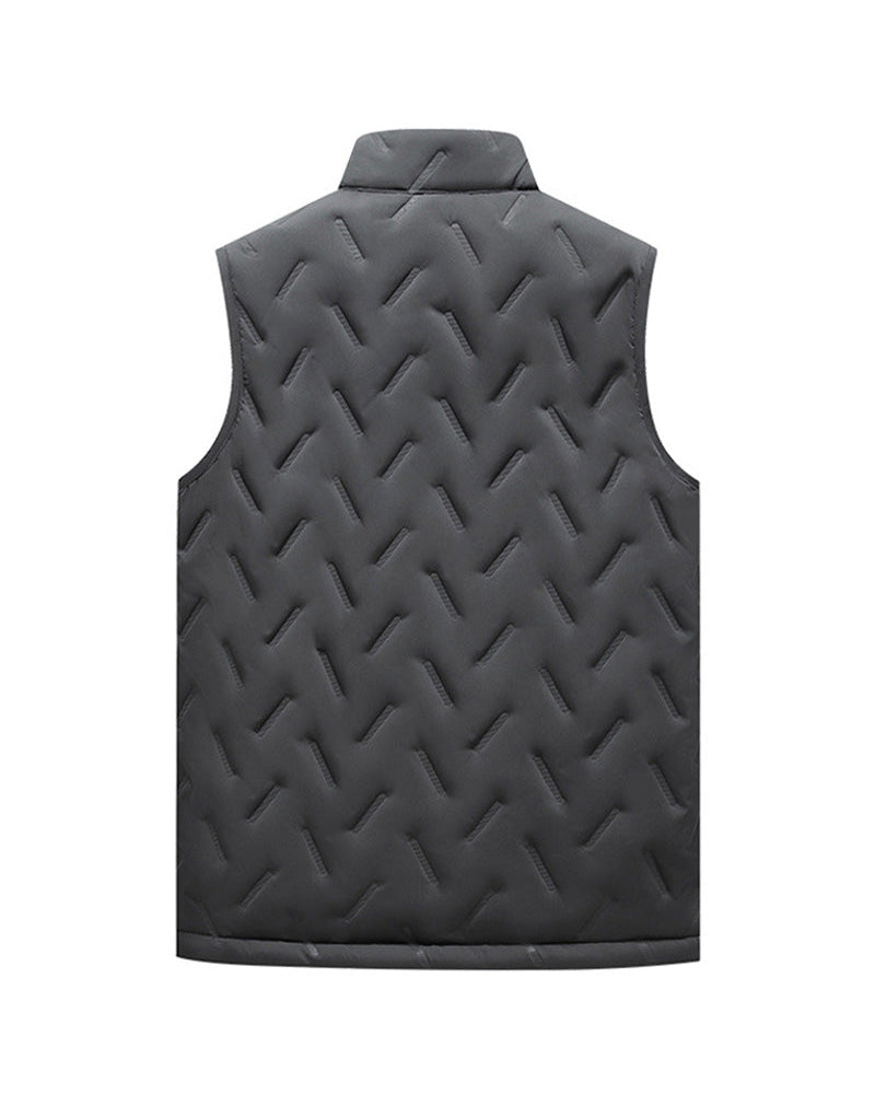 Unisex Winter Warm Casual Sleeveless Quilted Vest With Fleece Lining