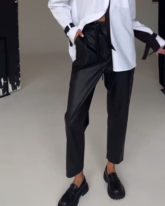 Slim fit leather pants