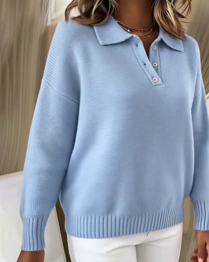 Lapel All-Match Polo Shirt Jumper