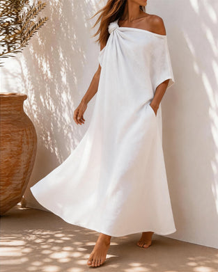 One-Shoulder Twist Knot Dress