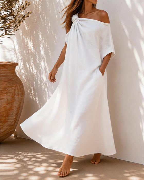 One-Shoulder Twist Knot Dress
