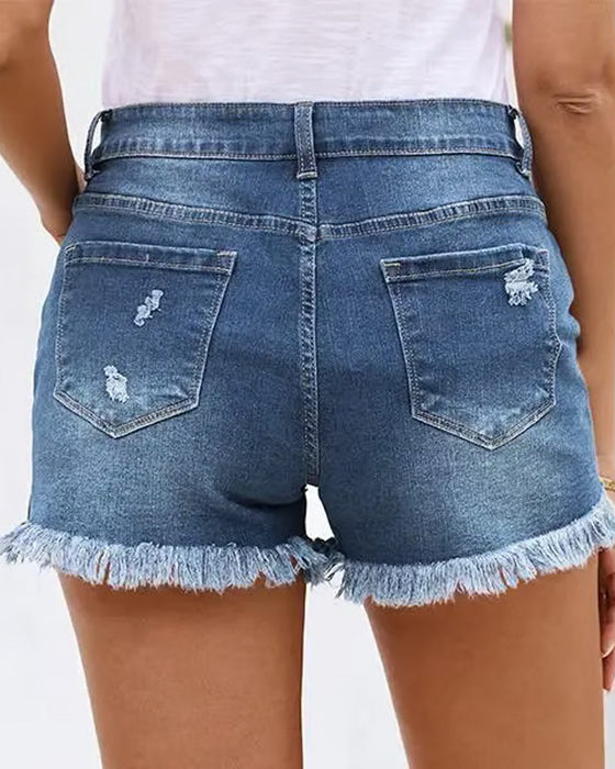 Raw Hem Denim Shorts