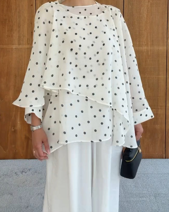 Polka Dot Irregular Blouse