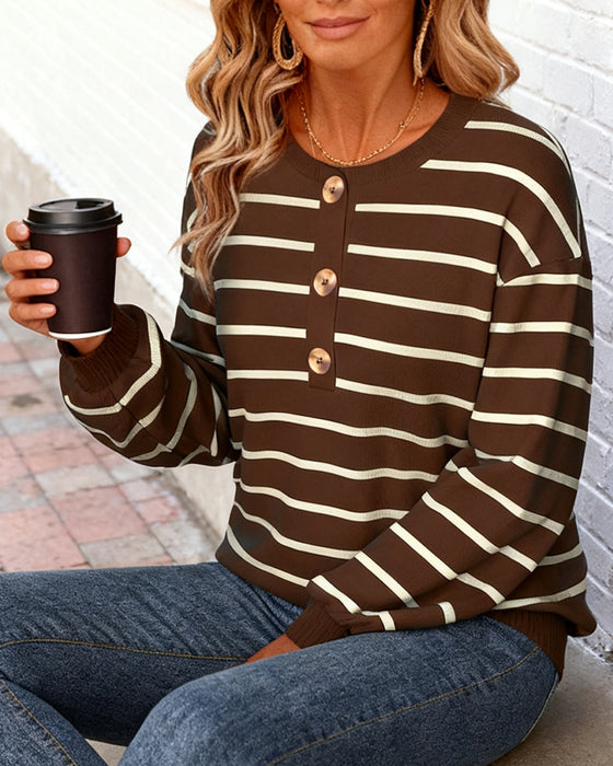 Striped Loose Ribbed Sweatshirt