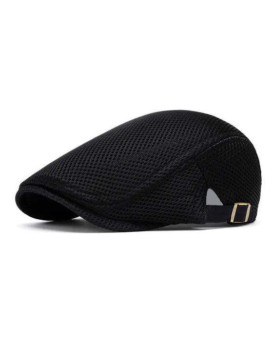 Men's Breathable Mesh Flat Cap - Adjustable Newsboy Ivy Beret Summer Hat