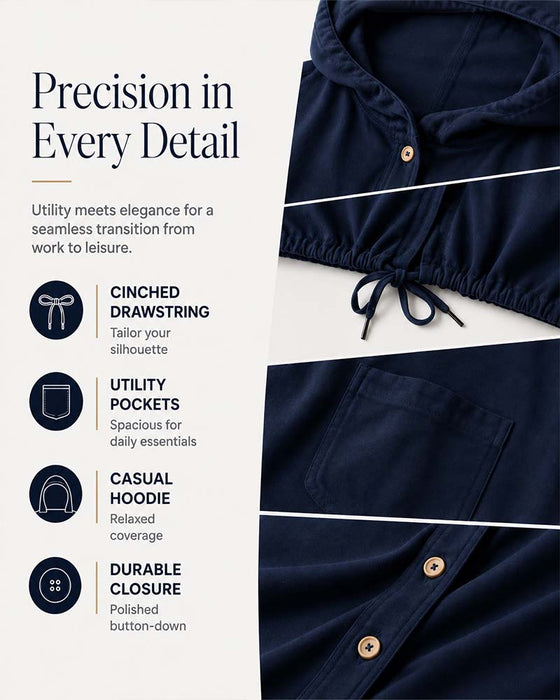 Hooded Solid Color Pocket Coat