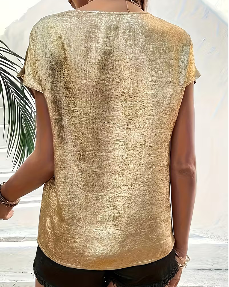 Hollow Out V Neck Batwing Sleeve Blouse