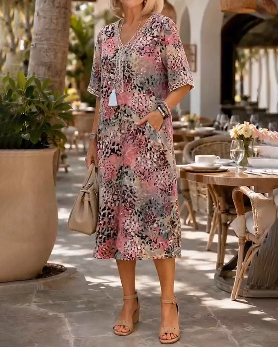 Colorful Leopard Print Midi Dress