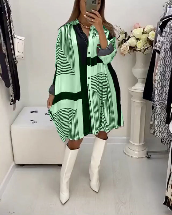 Button printed loose dress