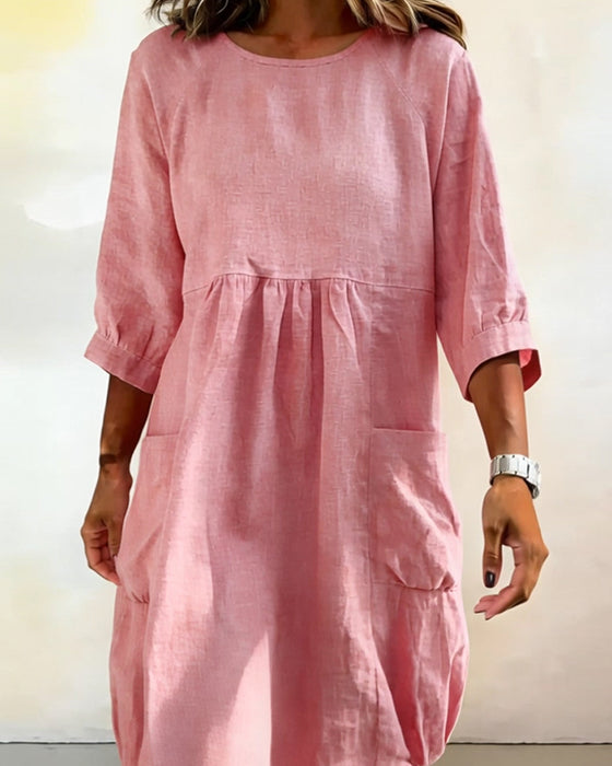 Three-Quarter Sleeve Loose Dress