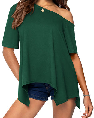 Asymmetric Off-Shoulder Short Sleeve T-Shirt