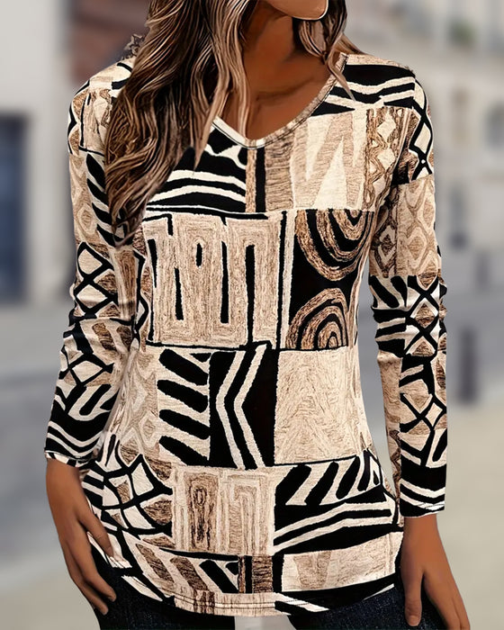 Vintage Geometric Printed Top