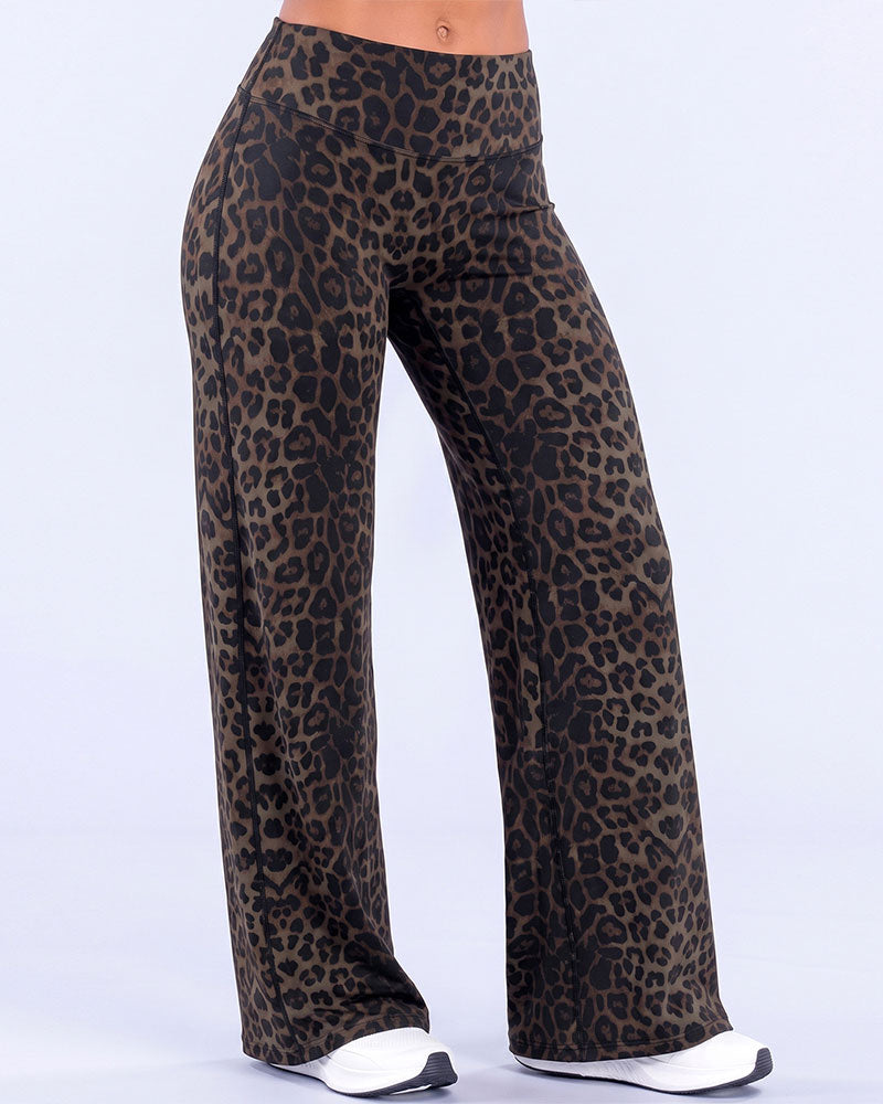 Women’s Leopard Print Wide Leg Athletic Pants