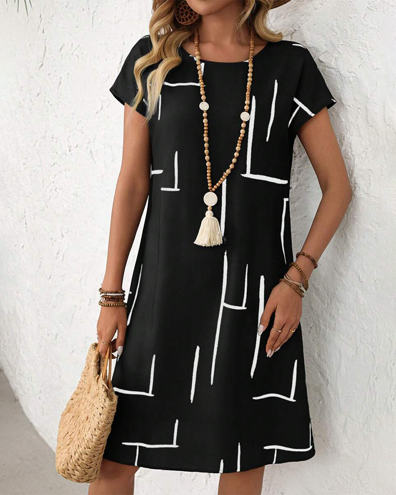 Women's Summer Casual  Print Round Neck Dress