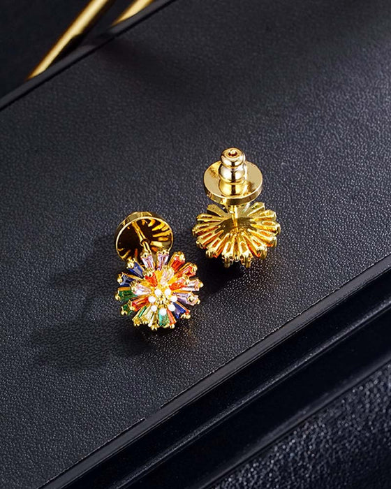 Colorful Firework Stud Earrings 💎 Zirconia Design & Minimalist Elegant