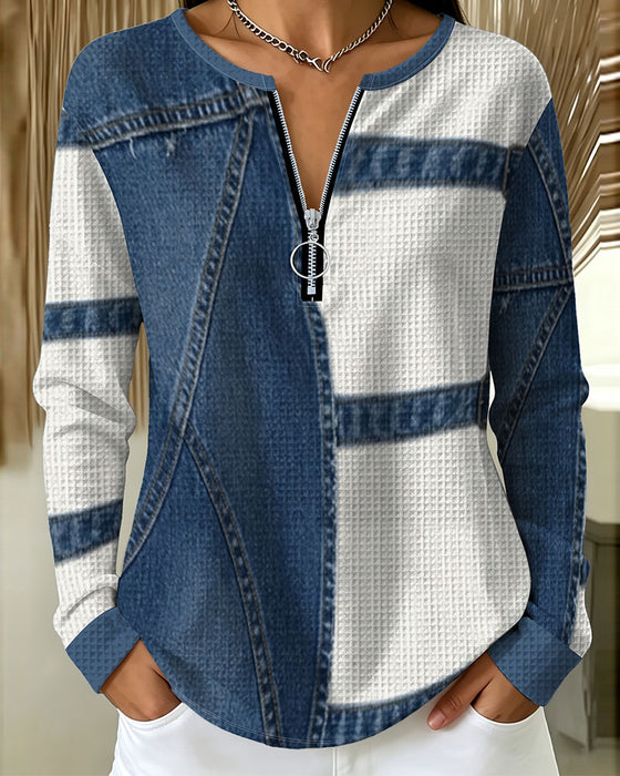 Half-Zip Casual Design Top