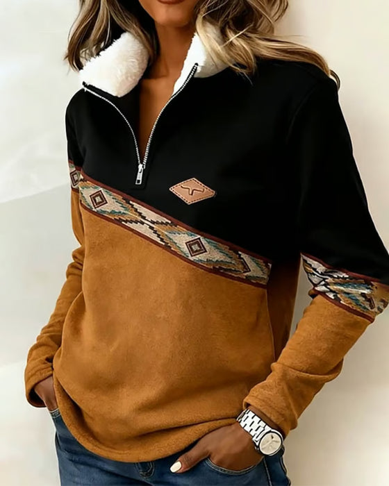 Retro Half-Zip Collar Sweatshirt