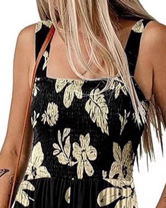 Floral Casual Strappy Shorts Jumpsuit