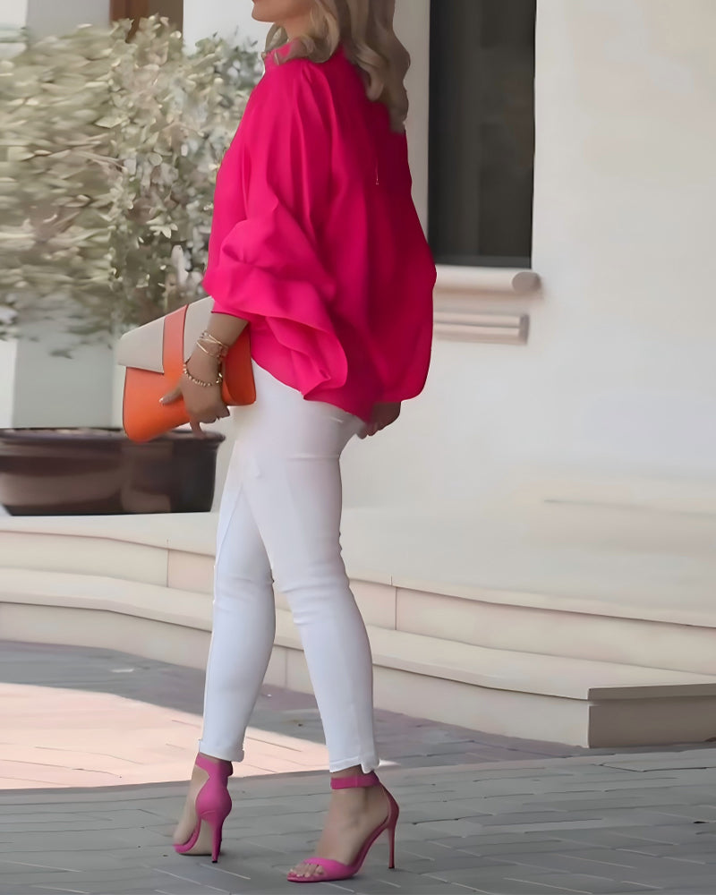 Puff Sleeve Elegant Collared Shirt