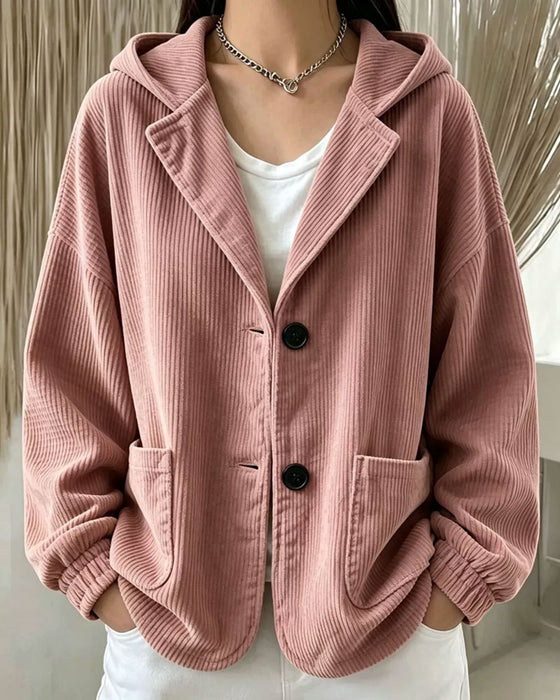 Casual Hooded Button Pocket Coat