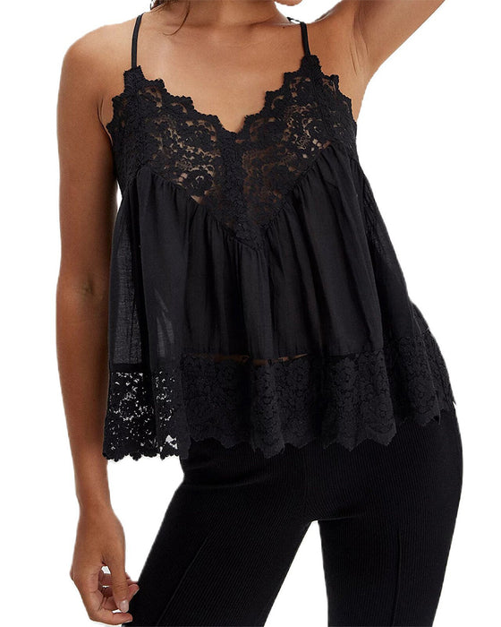 Solid Color Lace Cami Top