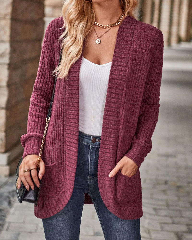 Brushed Casual Long-Sleeve Coat