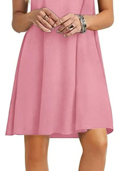 Ruffle Short Sleeve Round Neck Dress