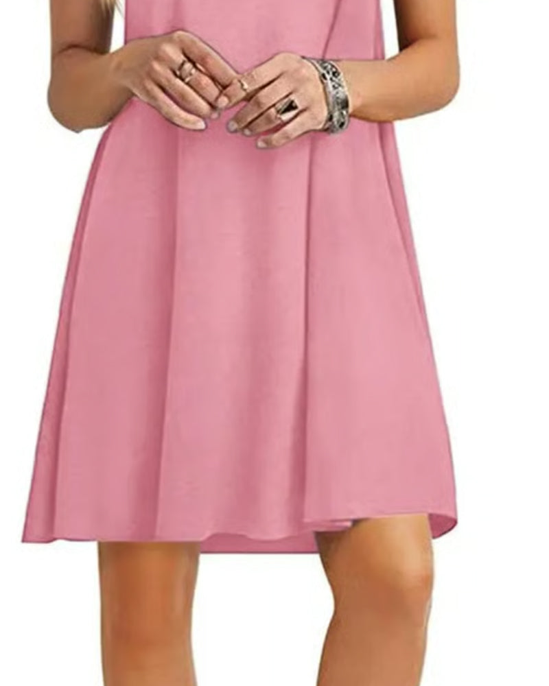 Ruffle Short Sleeve Round Neck Dress