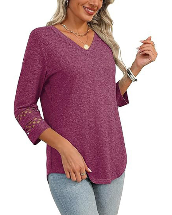 V-Neck Hollow-Out Collar T-Shirt
