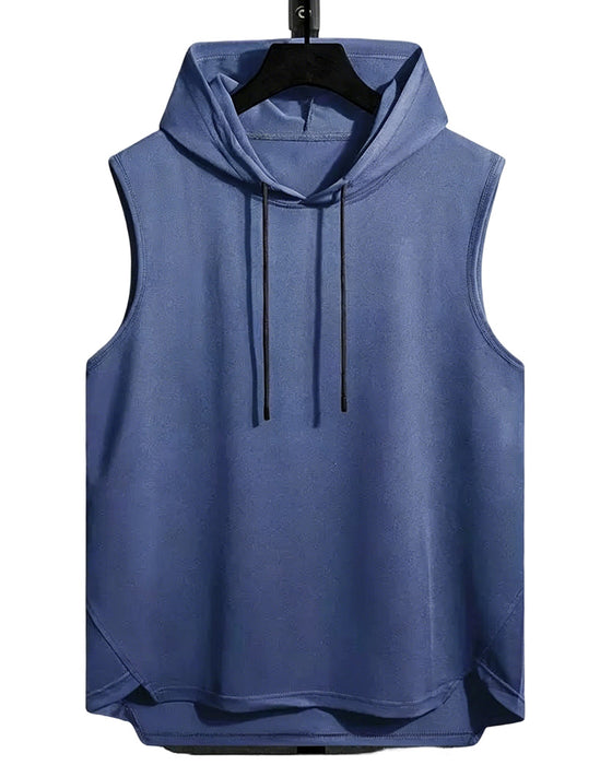 Hooded Drawstring Sleeveless Sports Tank Top