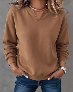 Small V-Neck Casual Long Sleeve Sweatshirt