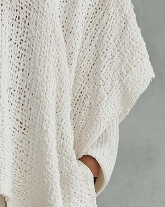 V-Neck Batwing Loose Pullover