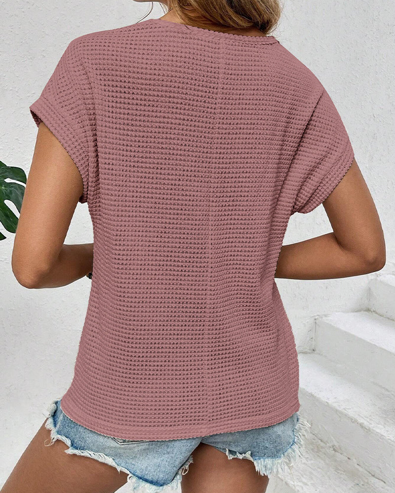 Raglan Mesh Hollow Out Breathable T-Shirt