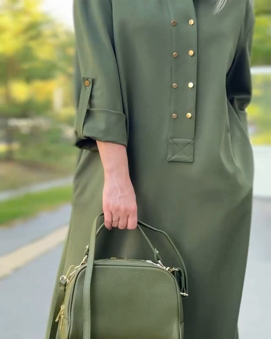 Lapel Casual Pocket Shift Dress