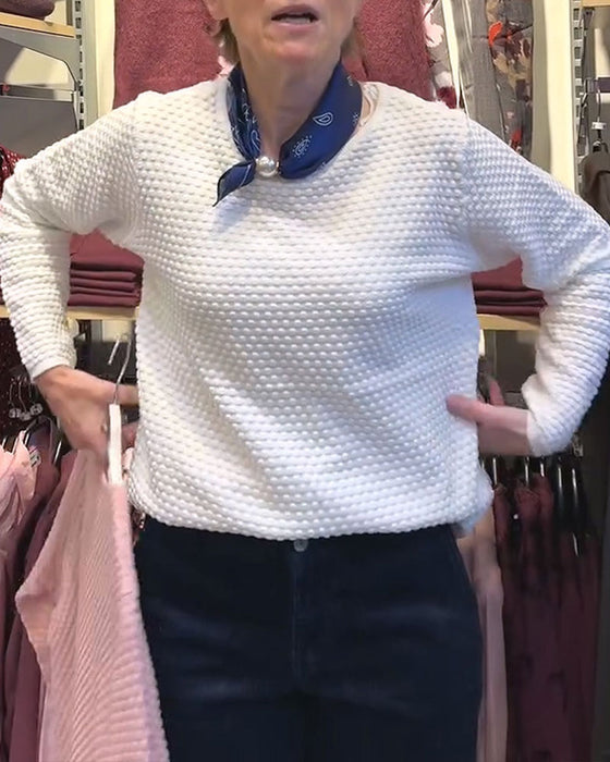 Round Neck Pullover Solid Color Sweatshirt