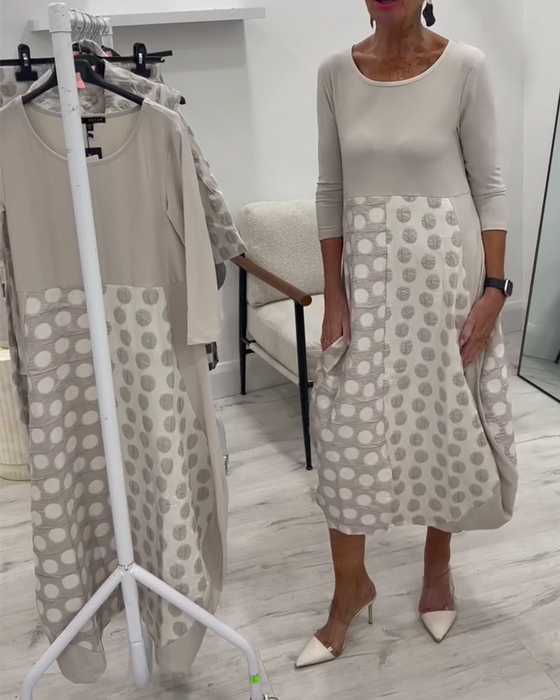 Round Neck Polka Dot Patchwork Tulip Dress